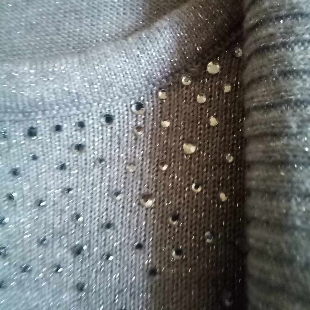 Glittery Grey All On One Sweater...sz XL Petite...Stylish Dress Top Sparkly